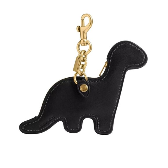 Coach Black Glovetanned Leather Dinosaur Coin Case Bag Charm NWT and dustbag - Picture 2 of 4